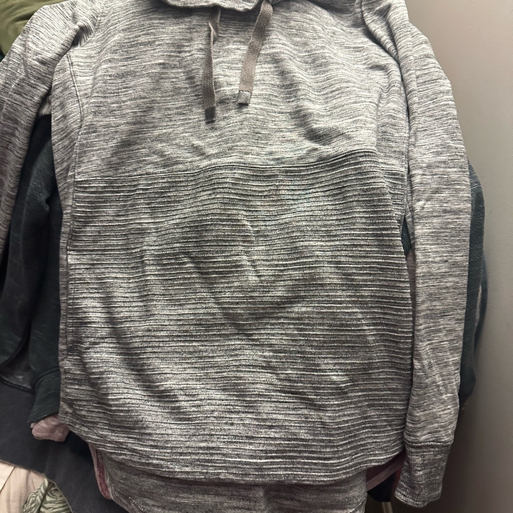 L.L.Bean Gray Striped cowl neck